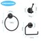 4-Piece Wall-Mounted Bathroom Accessories Set Matte Black Towel Ring, Toilet Paper Holder & 2 Double Robe Hooks Space-Saving Modern Bathroom Hardware